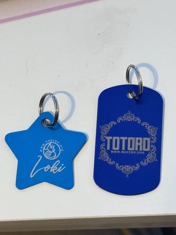 Placas personalizadas NexZoo estrella azul Loki y rectangular Totoro grabadas en aluminio