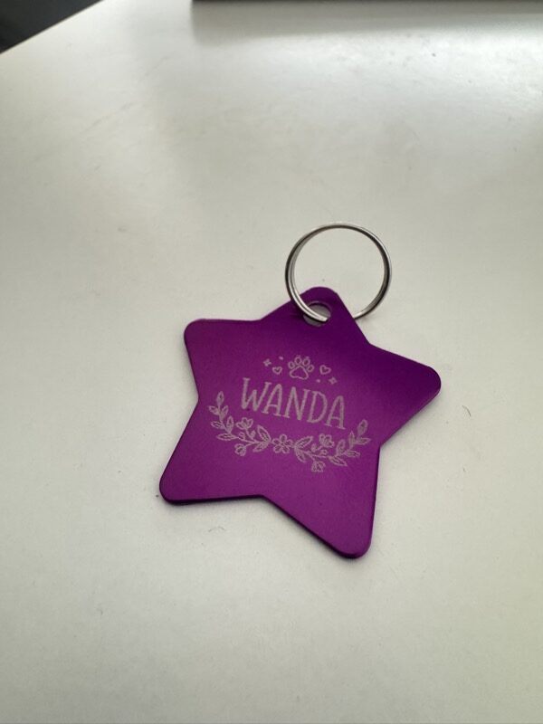 Placa estrella morada con diseño floral grabado — Wanda