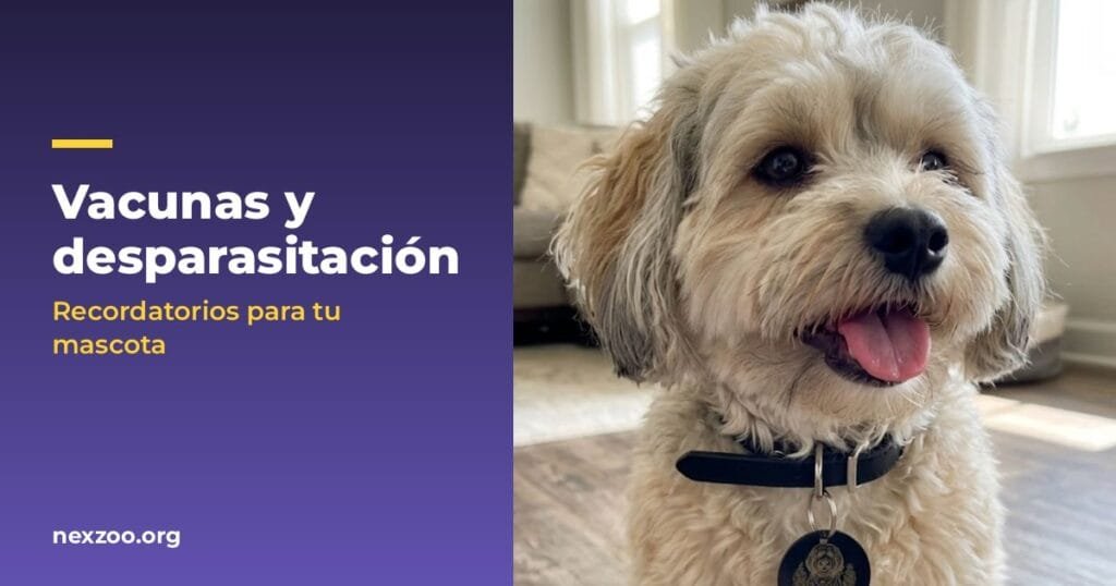 Perro con su placa NexZoo en el collar